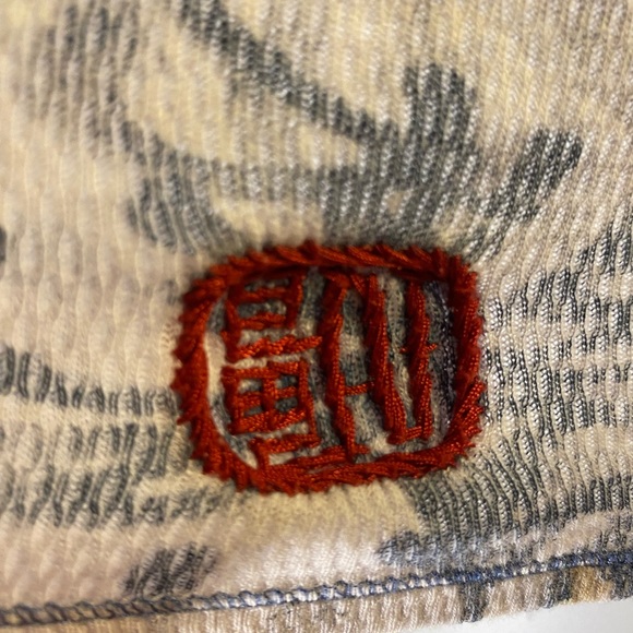 Vintage LUCKY Brand Womens Small Blue Geisha Girl Woven Cotton Shirt - Picture 5 of 6